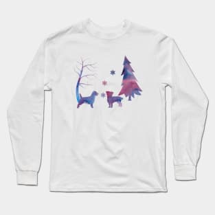 Cairn Terrier Winter Scene Art Snowflakes Long Sleeve T-Shirt